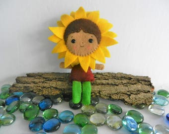 Felt Sunflower Spring Flower Fairy Softie Plushie Doll by Noialand