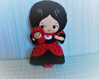 Felt Valentine Spring Ladybug Fairy And Baby by Noialand