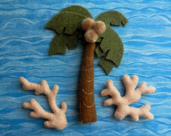 Felt Coconut Palm Tree Mini Coral Mobile Plushies by Hello Felt & MyFeltRoom