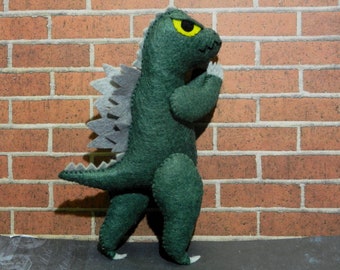 Felt Godzilla Lizard Plushie Stuffie by Pandelza