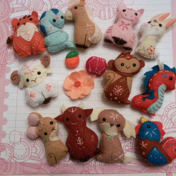 Felt Zodiac Astrological Signs Zoo Animals Softie Plushies by LittleDear