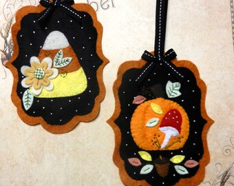 Felt Fall Autumn Pumpkin Candy Corn Decorative Ornaments by SimplyEilene