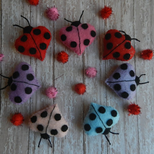 Felt Mini Love Bug Ladybug Valentine Plushie Party Favors