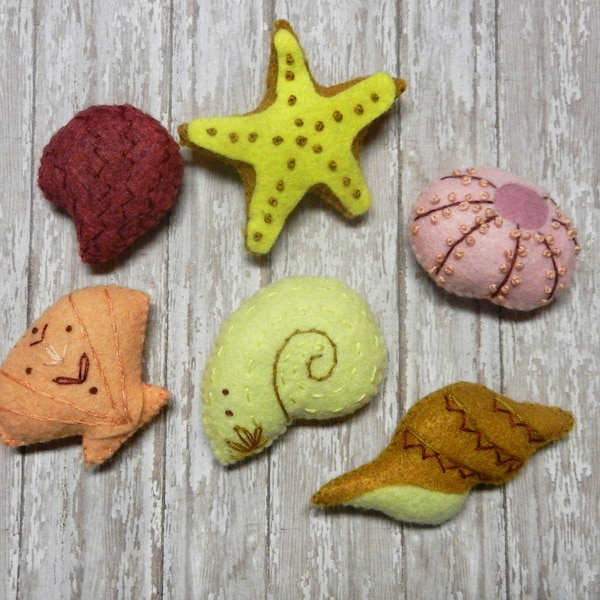 Felt Ocean Seashell Set #3 Shell Mobile Garland Plushies by LittleDear