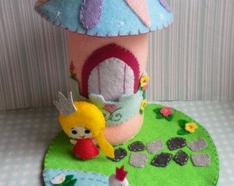 Felt Princess and Swan in a Tower Playset by PirulitoPatterns