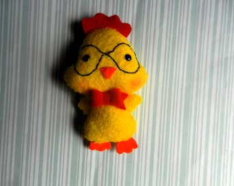 Felt Nerdy Easter Chick Chicken Plushie by WoollyFoxUA