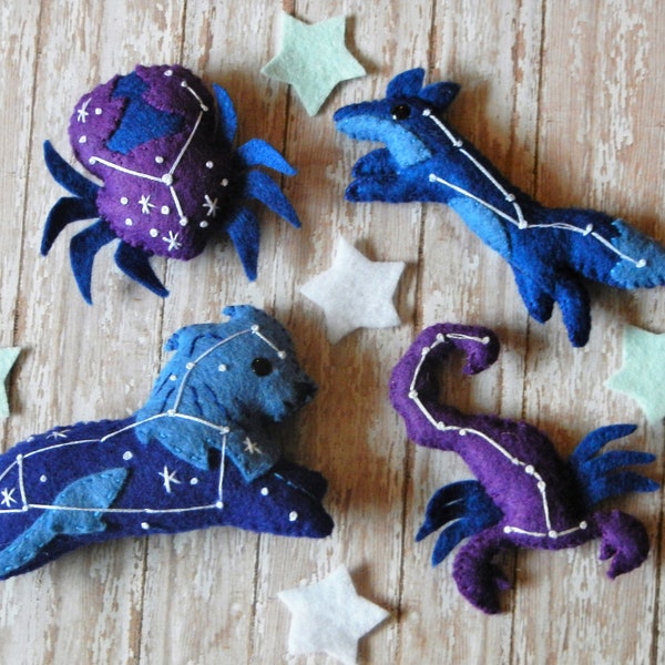 Felt Star Constellation Animal Space Plushies Set #3 by LittleDear