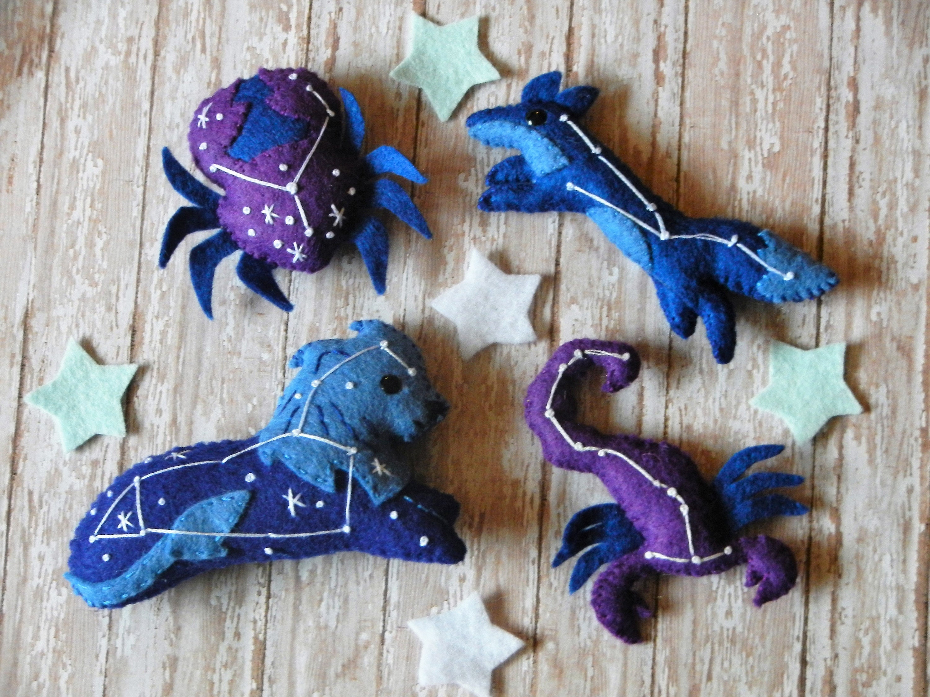Felt Star Constellation Animal Space Plushies Set #3 by LittleDear