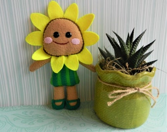 Felt Daisy Sunflower Spring Garden Doll