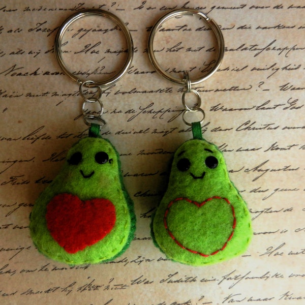 Felt Mini Avocado Acocuddle Love Valentine Keychain Charm Ornaments by SokolFelt