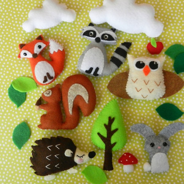 Felt Woodland Critter Animal Mobile Plushies by MaisieMooPatternShop