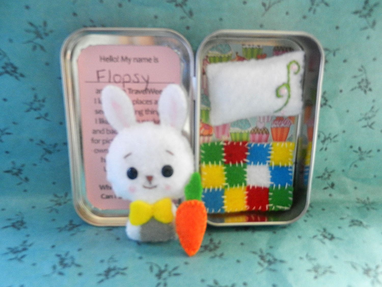 Felt Travel Wee Altoid tin Bunny Softie Plushie Etsy