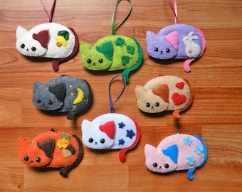 Felt Kitty Kitten Cat Seasonal Holiday Ornaments by LilPuddingPatterns