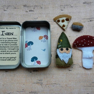 Felt Mushroom Gnome Travel Wee Pocket Pal Travel Toy by LittleDear