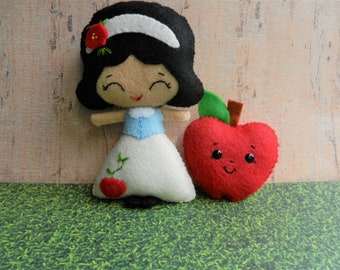 Felt Princess Doll & Apple Brooch by Noialand