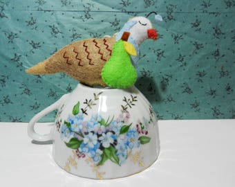 Felt Partridge and Pear Bird Ornament by YellowBirdHouse
