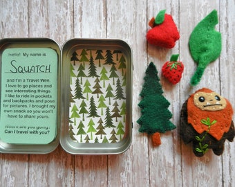 Felt Sasquatch BigFoot Travel Wee Pocket Pal Altoid Tin Toy by LittleDear