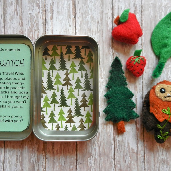 Felt Sasquatch BigFoot Travel Wee Pocket Pal Altoid Tin Toy by LittleDear