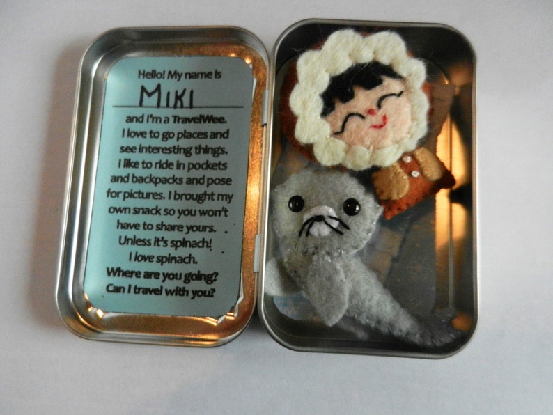 Felt Altoid Tin Travel Wee Eskimo Seal Pocket Toy by Fairy Shore image 9