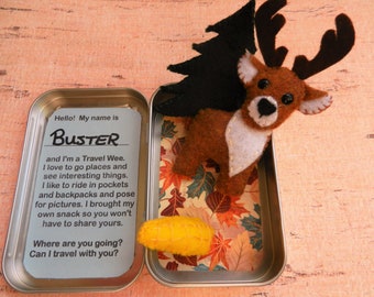 Felt Deer Hunting Forest Travel Wee Pocket Pal by FeltyToysCreations