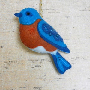 Felt Bluebird Heirloom Ornament by SquishyCuteDesigns