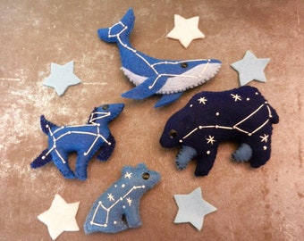 Felt Star Constellation Animal Space Plushies by LittleDear