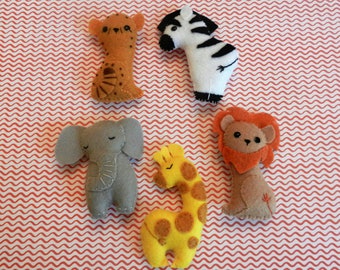 Felt Safari Zoo Mini Animal #1 Set Plushies Softies for Mobiles by LittleDear