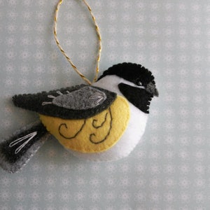 Felt Chickadee Spring Bird Heirloom Ornament by Squishy Cute Designs