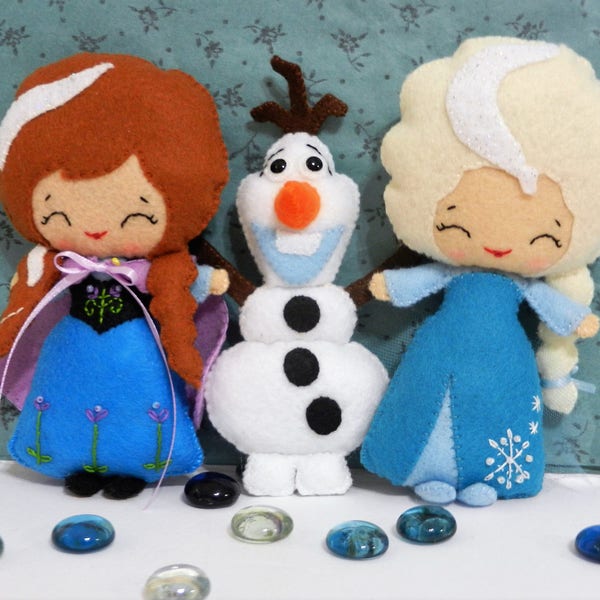 Anna, Elsa, & Olaf Felt Plushie Bundle by Noialand