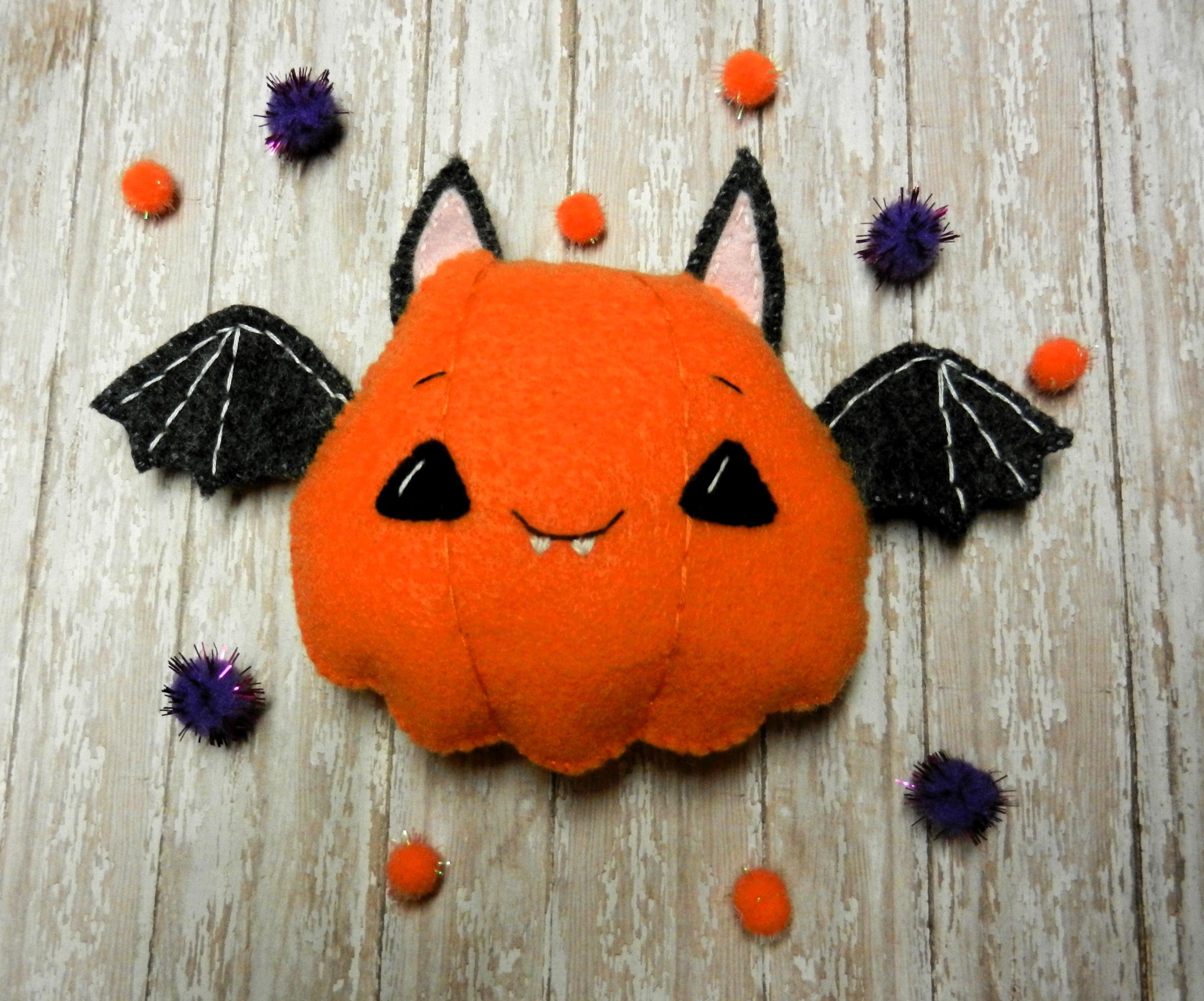 Felt Pumpkin Bat Plushie by Mimiboom