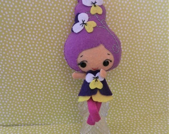 Felt Violet Flower Spring Fairy Doll by Noialand