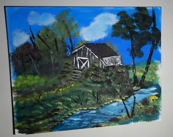 16 x 20 Acrylic Old Barn Painting