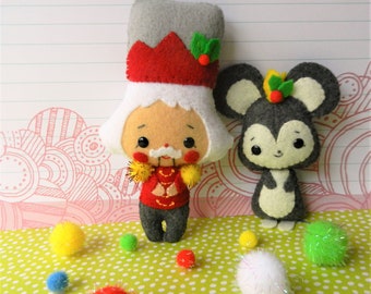 Felt Nutcracker and Mouse King Softie Plushie Ornament Decorations by Noialand