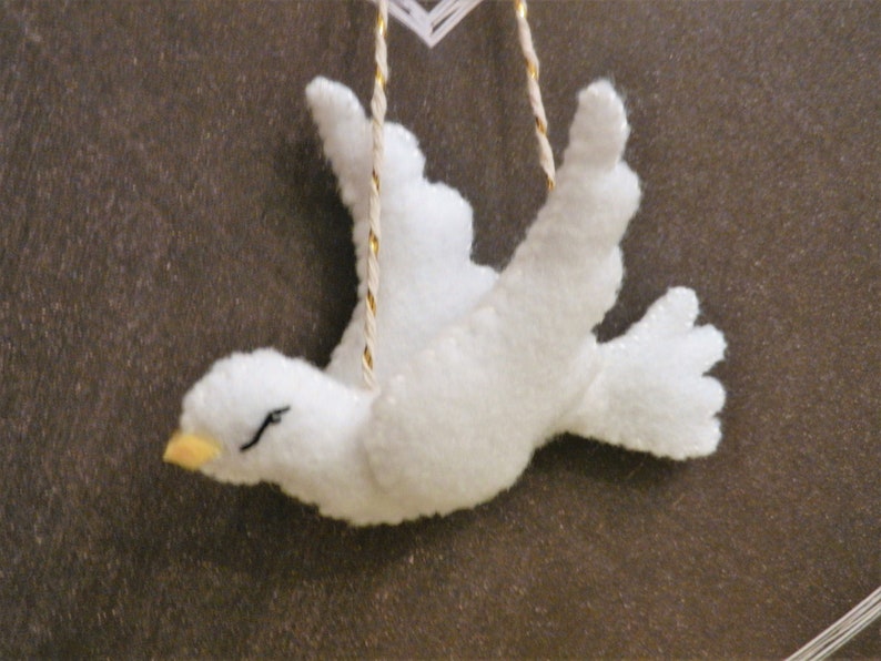 Peluche dornement dornement de colombe de Noël en feutre par FairyShore image 10
