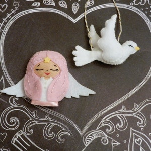 Peluche dornement dornement de colombe de Noël en feutre par FairyShore image 1