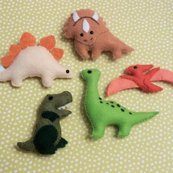 Felt Mini Dinosaur Set #1 Softie Plushies by LittleDear