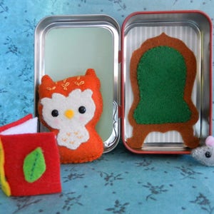 Felt Mini Owl Altoid Tin Travel and Pocket Quiet toy
