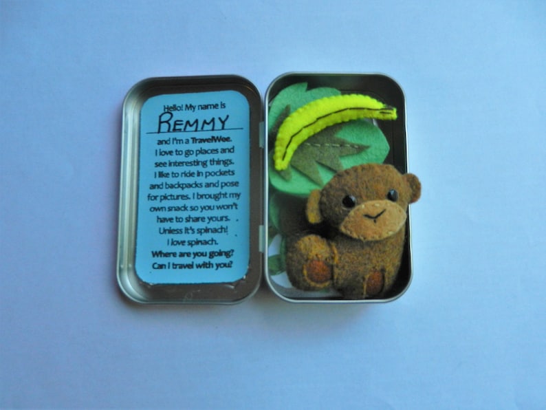 Felt Jungle Monkey and Banana Altoid Tin Travel Wee by Etsy
