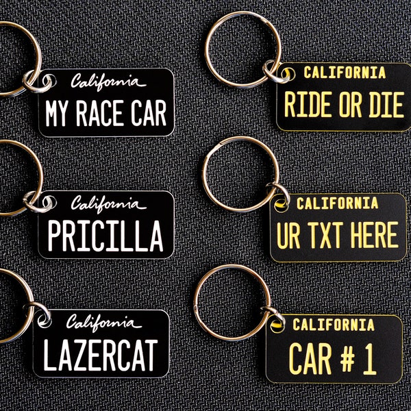 Retro California License Plate Keychain, Customizable Personalized Engraved Keychain - Digital California License Plate Custom Keychain