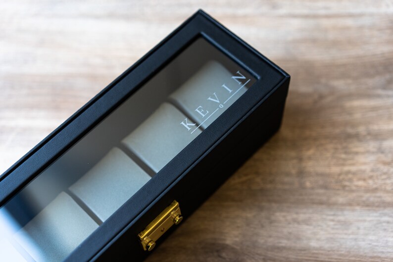 Personalized Black Watch Case Box Holds 5 Watch Box Watch Etsy