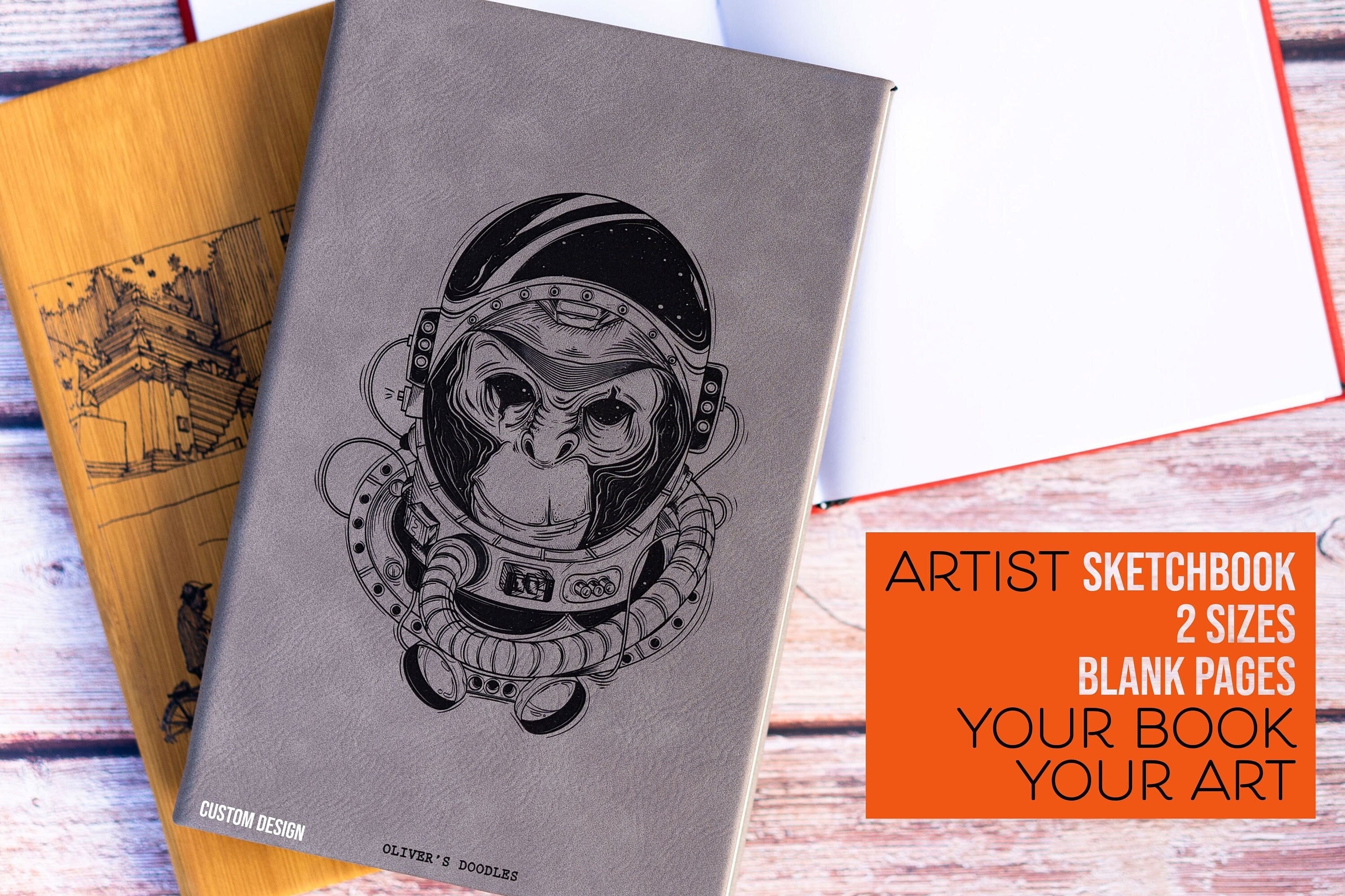 Large Personalized Drawing Book, Sketchbook, Art Book, Blank Page Custom Journals, Adult Coloring Book, Artist Drawing Journal, Blank Book