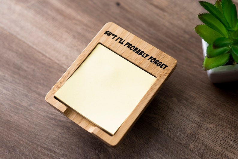 Personalized Post It Notes Holder Custom Bamboo Wood Sticky Etsy Ireland