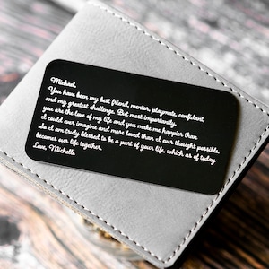 2024 Valentines Day Gift for Him, Personalized Handwritten Heartfelt Love Message, Anniversary Gift for Him or Her, Metal Wallet Card, USA