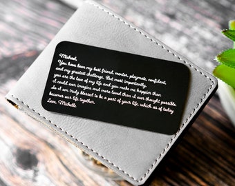 2024 Valentines Day Gift for Him, Personalized Handwritten Heartfelt Love Message, Anniversary Gift for Him or Her, Metal Wallet Card, USA