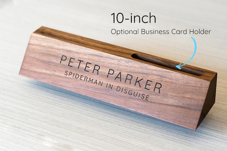 Name Plate With Business Card Holder Personalized Name Plate Etsy