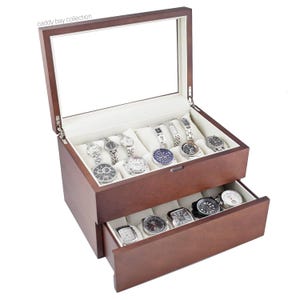 Personalized Wood Watch Box - Holds 20 / Watch Box for Men / Gift for Husbands and Dads / Groomsmen Gift / Anniversary Gift / Christmas Gift