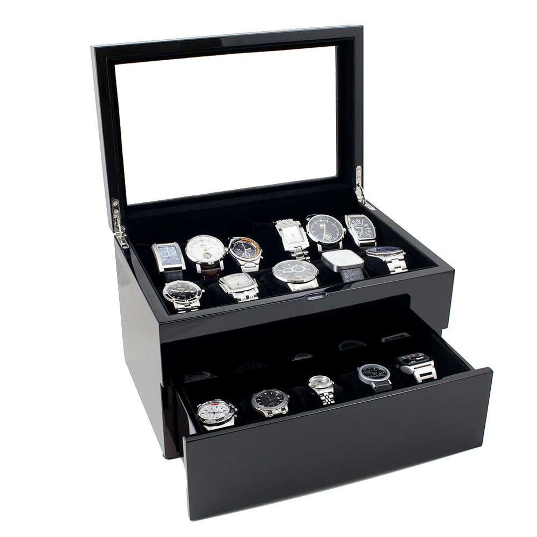 Personalized Piano Black Watch Box Holds 20 Men's Gift Etsy