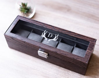 Personalized Watch Box - Holds 5 Watches, Watch Box for Men, Watch Case, Watch Display Case, Watch Storage, Monogram, Custom Designs, Women