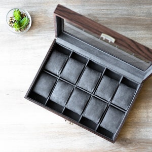 Personalized Watch Box - Holds 10 Watches, Watch Case, Watch Organizer, Watch Box for Men, Watch Display Storage Case, Watch Storage Box