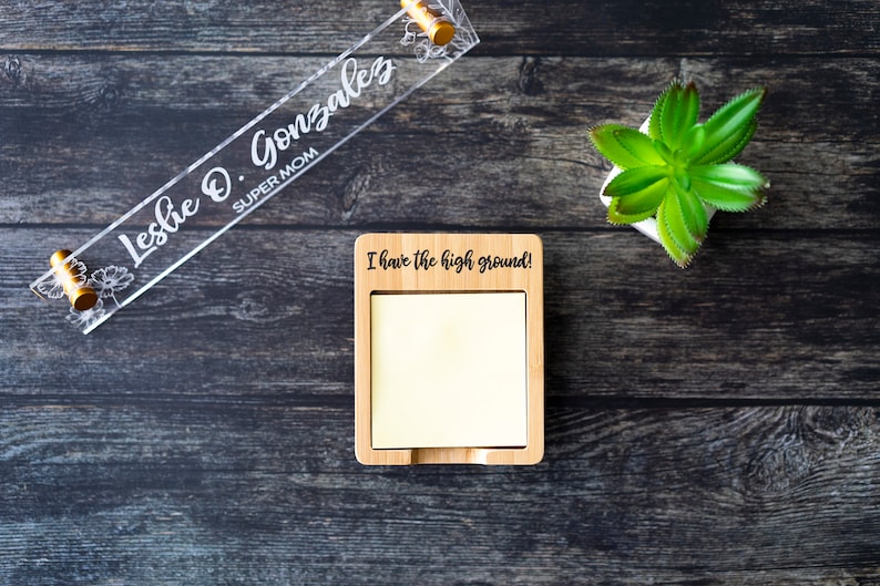 Personalized Post It Notes Holder Custom Bamboo Wood Sticky Etsy Ireland